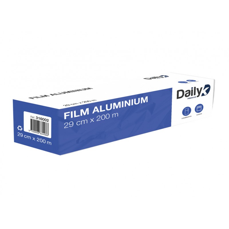 Film aluminium professionnel DailyK 29cm x 200m usage cuisine collective