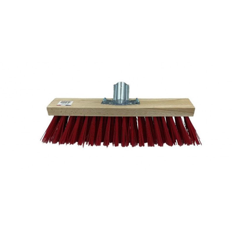 Balai cantonnier PVC rouge / Monture bois avec douille métal L 40