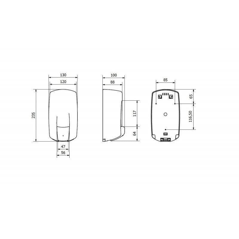 Detail valve anti-goutte distributeur savon AITANA 900ml noir