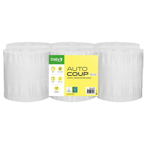 Essuie-mains blanc 150m Ecolabel AUTOCOUP 150E Dailyk Green - 6 rlx