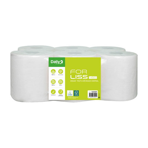 Essuie-tout FORLISS 450 Dailyk Green devidage central blanc Ecolabel