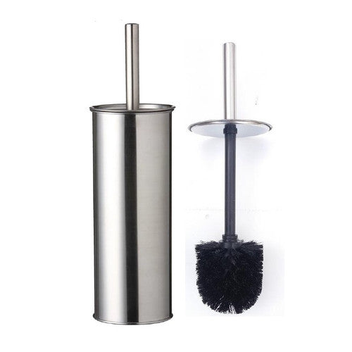 Combiné WC porte-balayette et brosse noire - Inox