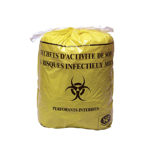 SP 30L jaune DASRI NF-X 30-501 18µ 500x650mm - Ct. de 500 Sacs