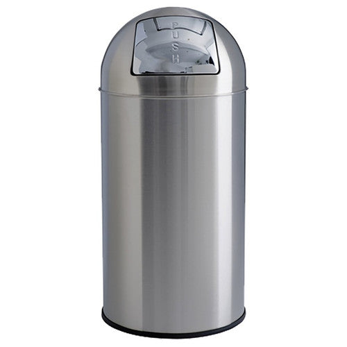 Poubelle 40L inox brossé couvercle PUSH ref 128016 Hemera Distribution