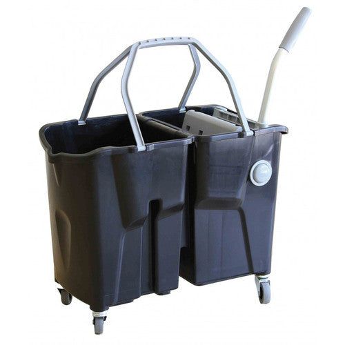 Chariot de lavage Bi Bac CLEVY / 2x15L Noir Avec presse