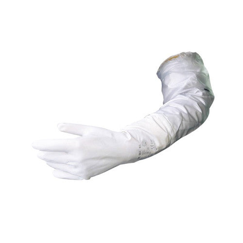 Gant de plonge vinyle blanc manchette élastiquée 55cm(SàXL)-La paire