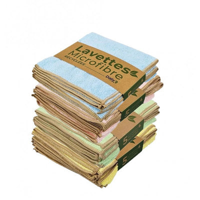 Lavettes microfibres recyclées 38X38cm Dailyk Green - Lot de 5