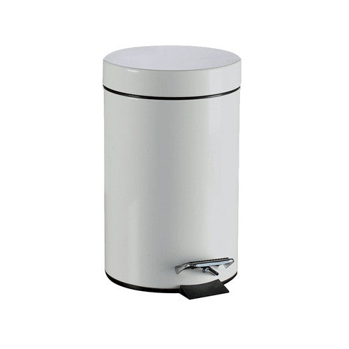 Poubelle métal laquée blanche à pédale 12L TAMPEL réf. 126208