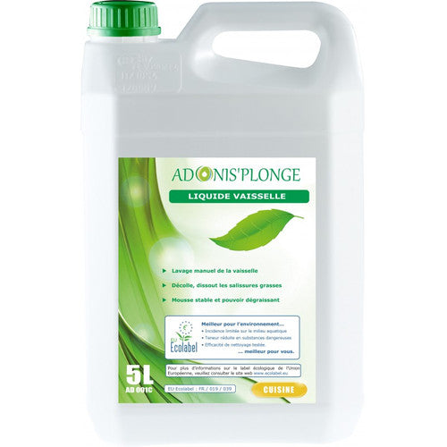 ADONIS'PLONGE Liquide vaisselle manuel concentré ECOLABEL - Bidon 5L