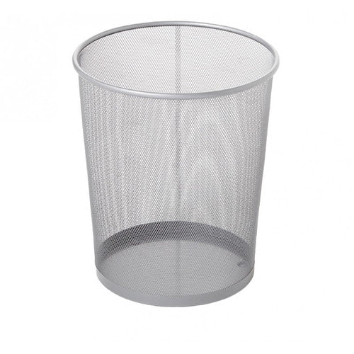 Corbeille ronde grillagée ouverte en haut 19L argent