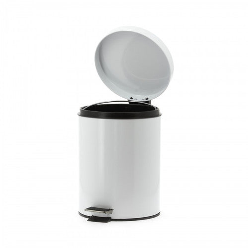 Poubelle métal laqué blanc à pédale 5L TAMPEL réf. 126212