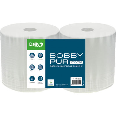 Bobine essuie-tout BobbyPur 1000M Dailyk Green Ecolabel lot 2