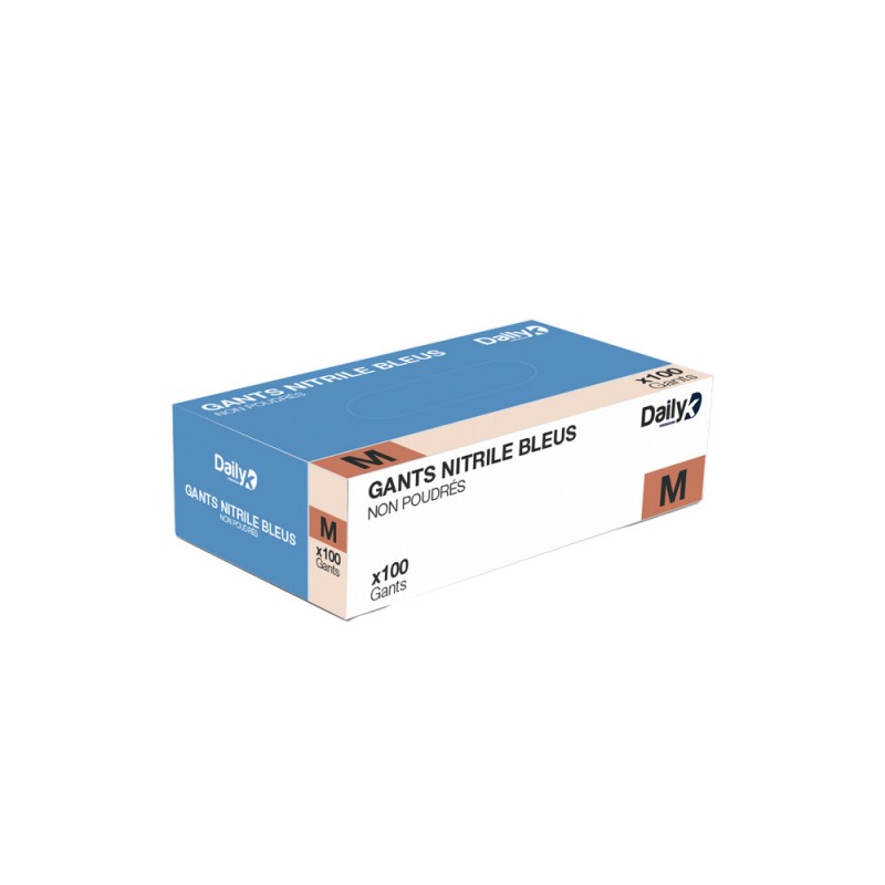 Gant nitrile bleu non-poudré EN 455-2 (S à XL) - Boite de 100