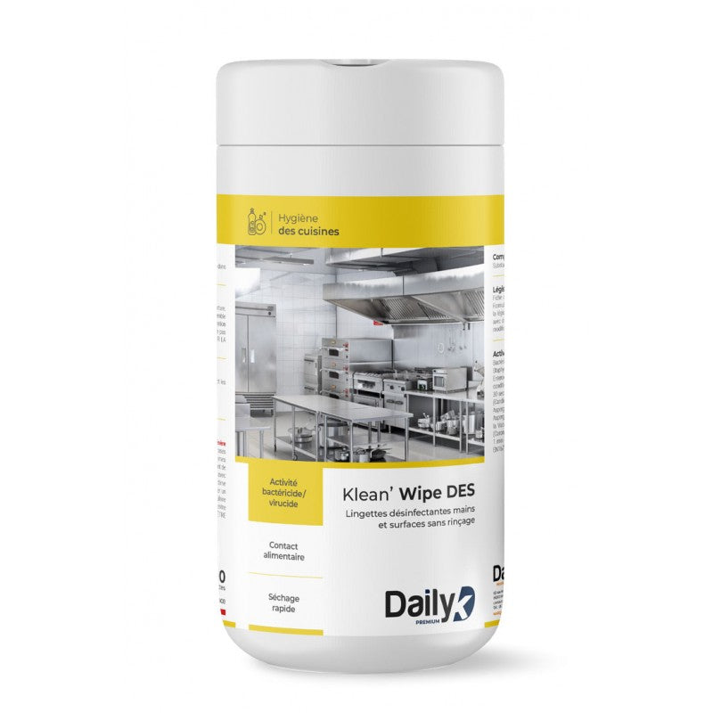 Detail lingette desinfectante mains surfaces DAILYK PREMIUM 20x20 cm