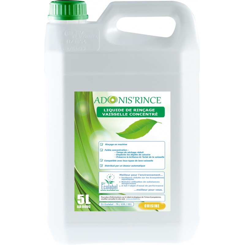 Liquide rinçage ADONIS' RINCE machine ECOLABEL -Bidon 5L