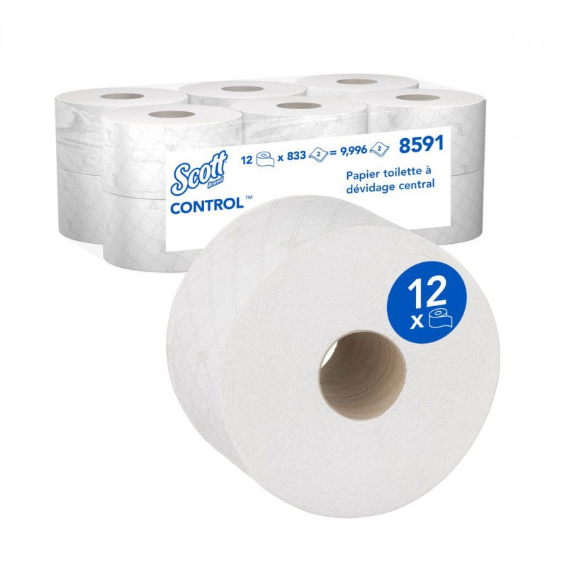 Rouleau papier toilette Scott Control centrefeed blanc 833 feuilles