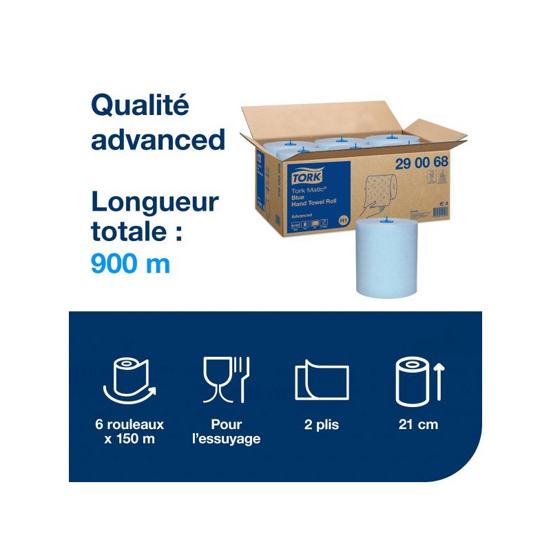 Distributeur Tork Matic H1 compatible rouleau bleu 150m
