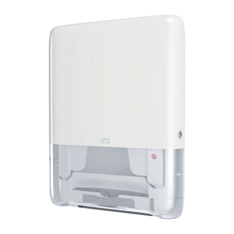 Distributeur Tork PeakServe Mini H5 blanc ouverture chargement