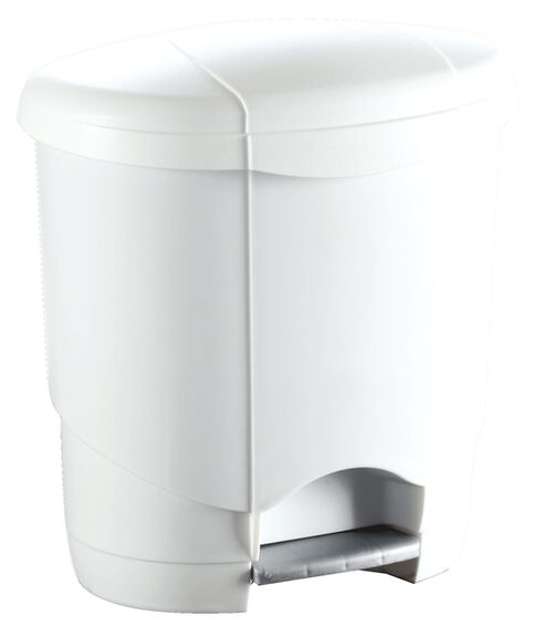 Poubelle plastique blanche arrondie à pédale 6L