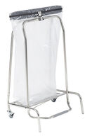 Support sac à clapet 110L inox mobile à pédale HERMIX