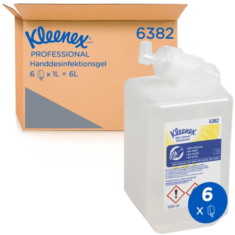 Gel hydroalcoolique Extra Kleenex  - Colis 6 cartouches 1L