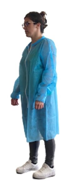 Blouse bleue PLP 40µ non tissé à glissière  (M à XXL)-Ct 50