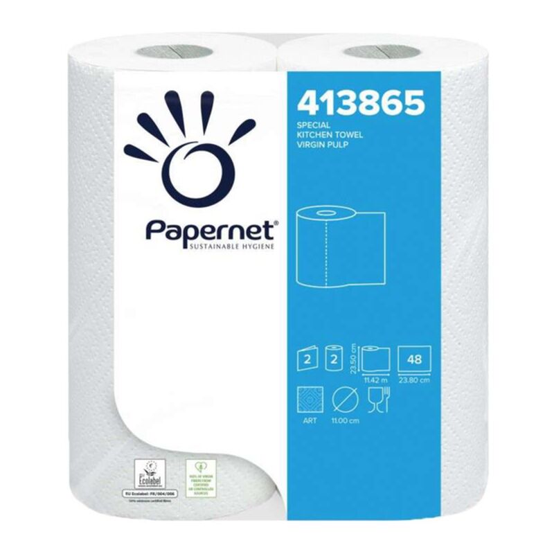 Essuie-tout ménager 48 fts 2pl /blanc ECOLABEL  - 2rlx