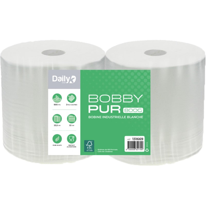 Bobine pure blanche  BOBBYPUR 800G Dailyk Start - Lot de 2
