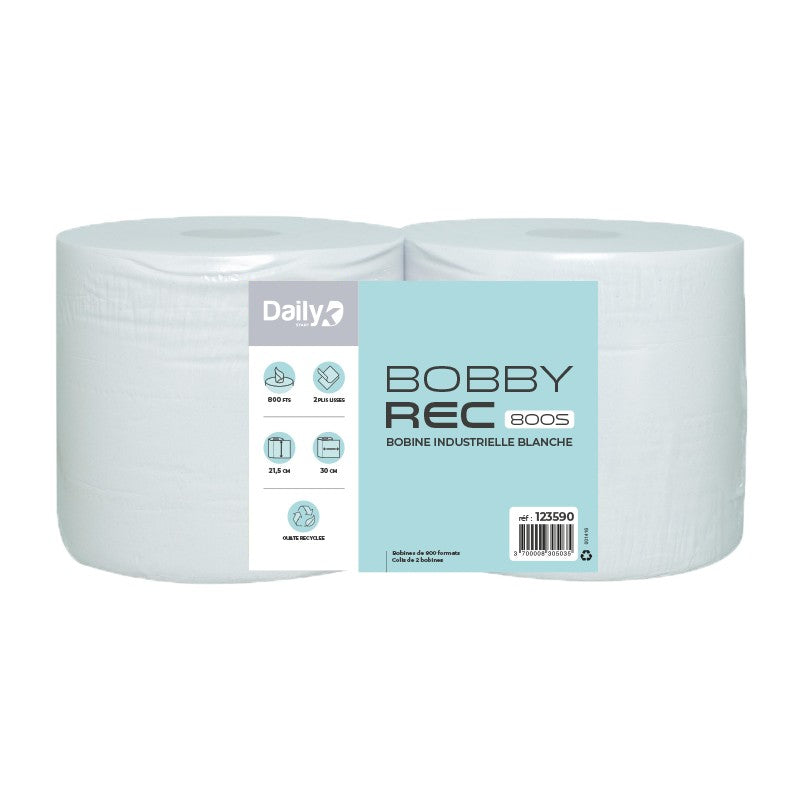 Bobine recyclée blanche BOBBYREC 800S Dailyk Start - Colis de 2