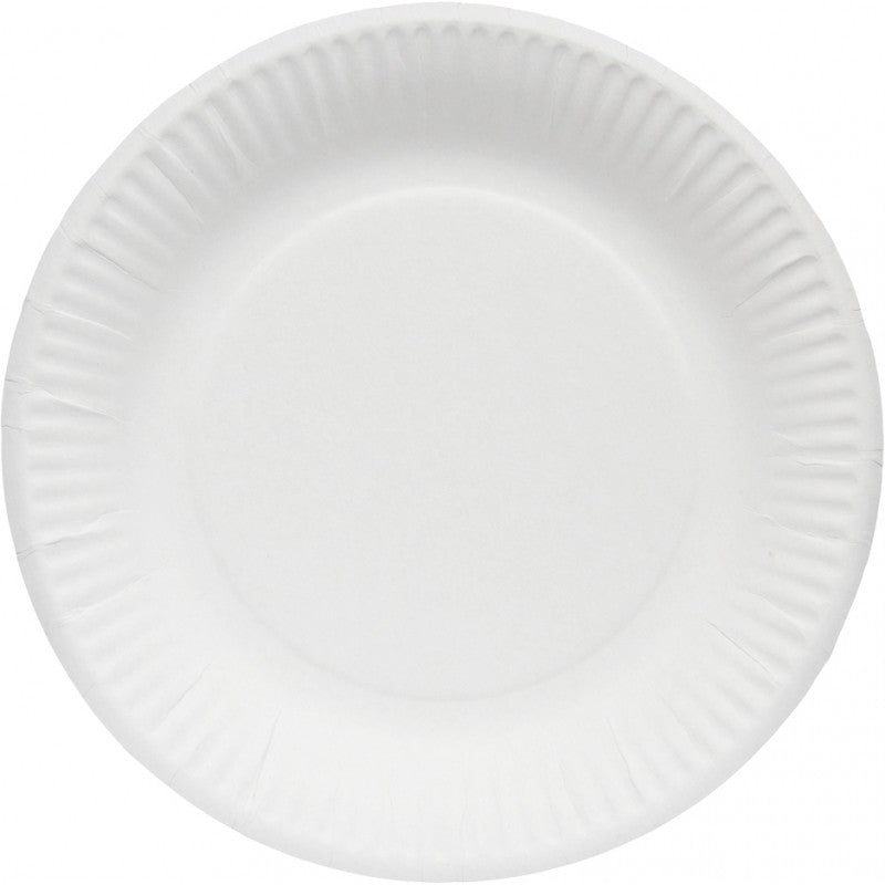 Assiette blanche en carton 100% biodégradable D.18 - Colis 1000