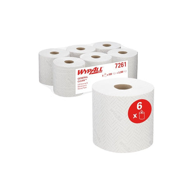 Bobine dévidage central 550F blanche 2plis  24.5cm x 18.3cm WYPALL L