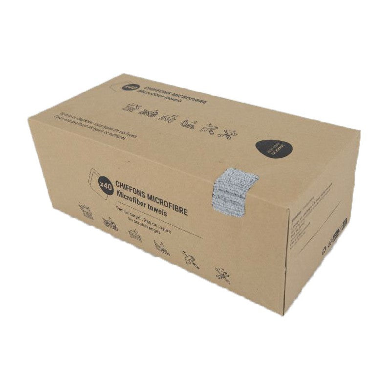 Boîte distributrice 40 chiffons microfibre gris