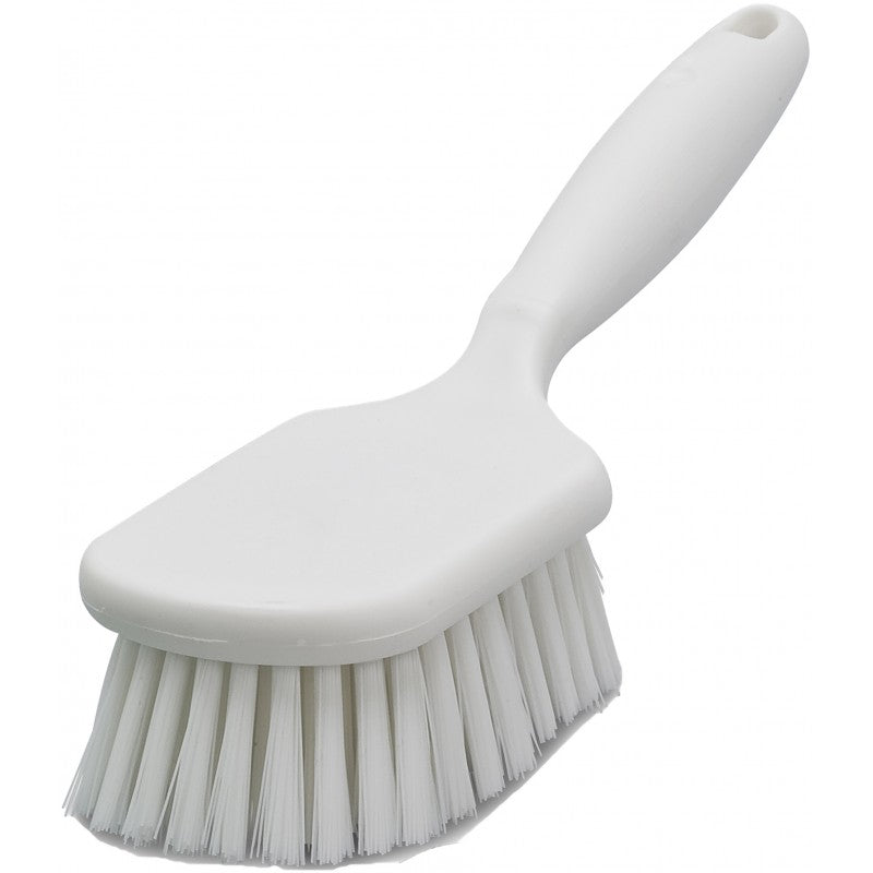 Brosse cruche polyester PBT mi-dur manche court 25cm bleu HACCP