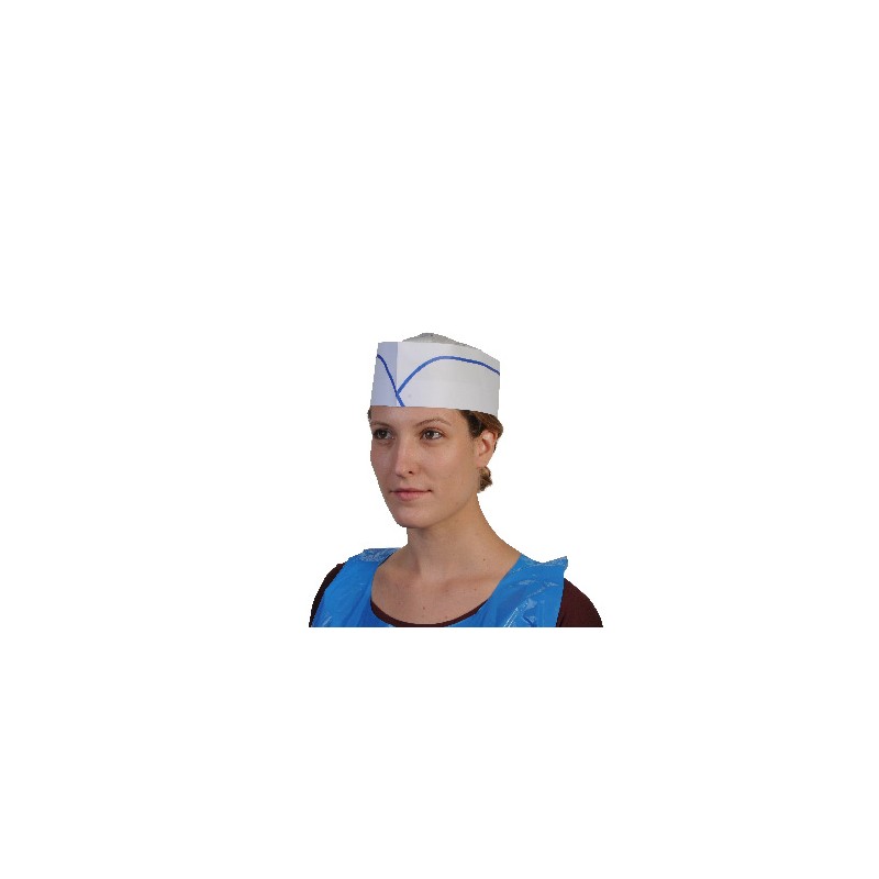 Calot extra-blanc en papier avec liseré couleur - Ct de 1000