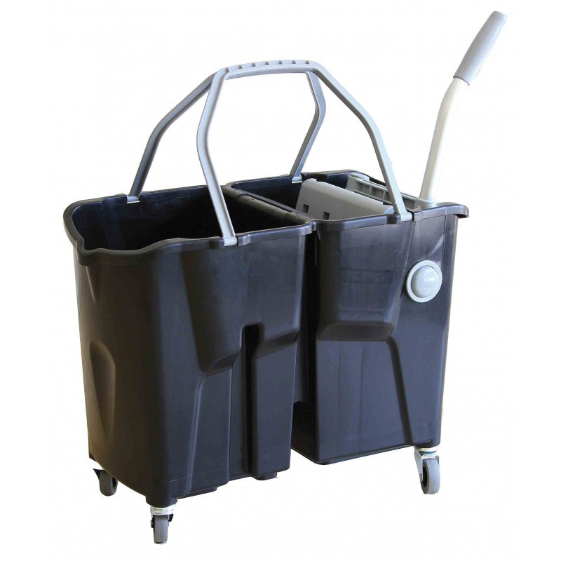 Chariot de lavage Bi Bac CLEVY / 2x15L Noir Avec presse