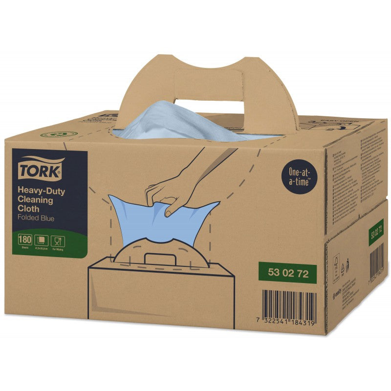 Chiffon de nettoyage plié  Bleu industriel handi box TORK -Colis180 F