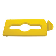Rubbermaid Slim Jim couvercle jaune pour plastique vue de profil