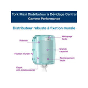 Distributeur avec système à dévidage central W2 TORK -blanc turqoise