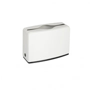 Distributeur essuie-mains rectangulaire blanc et noir vue de détail