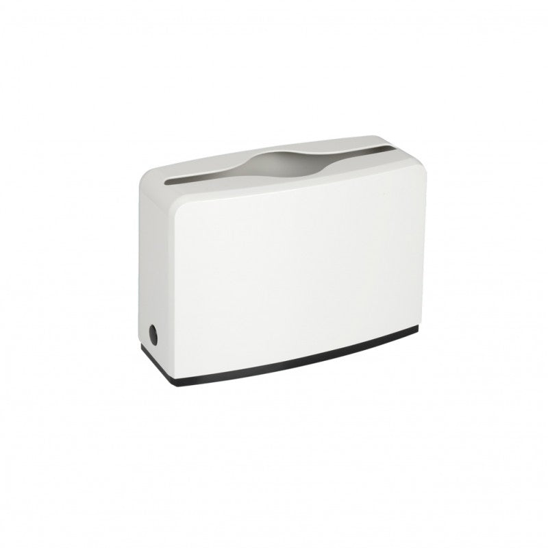 Distributeur essuie-mains rectangulaire blanc et noir vue de détail