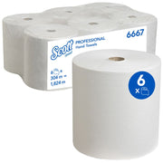 Colis 6 rouleaux essuie-mains Scott 6667 blanc 1 pli