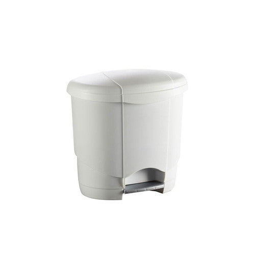 Poubelle plastique blanche arrondie à pédale 4L