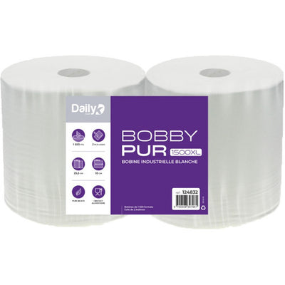 Bobine industrielle BOBBYPUR 1500XL Dailyk blanche pure ouate