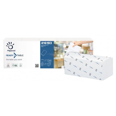 Serviette 2 plis Papernet blanc 33x22 cm pliee 1/4 Ecolabel