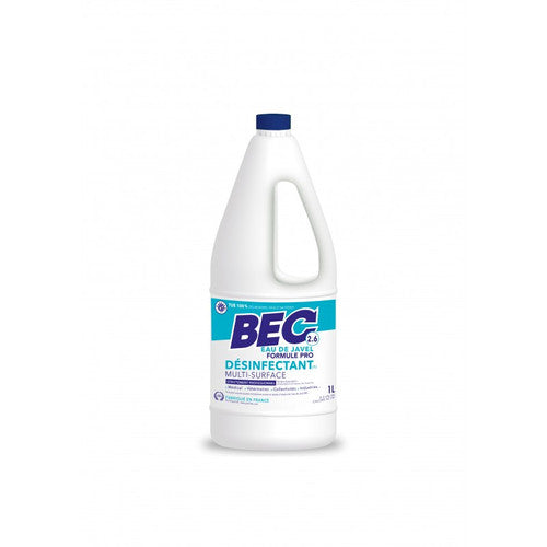 Javel liquide BEC Professionnel 2,6% chlore actif bidon 1L