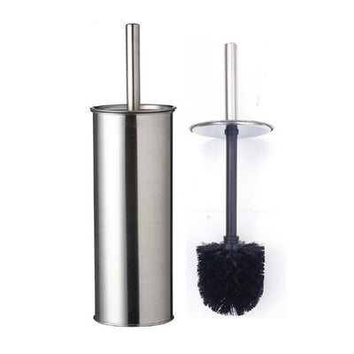 Combiné WC porte-balayette brosse noire inox brossé réf. 131190