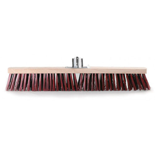 Balai cantonnier PVC rouge 60 cm monture bois douille métal