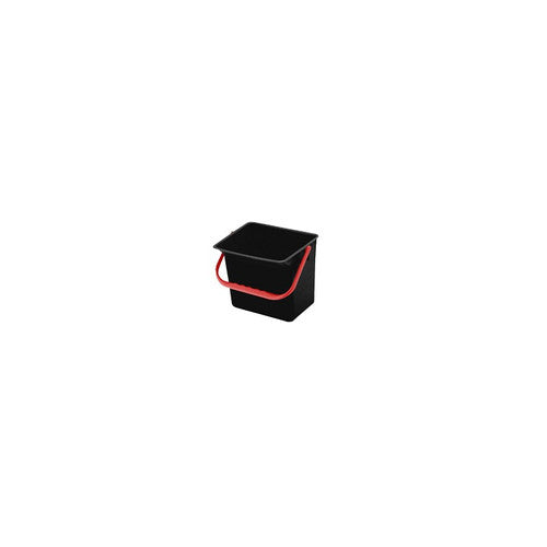 Seau 6L noir rectangulaire en PP avec anse de couleur (ex 124579)