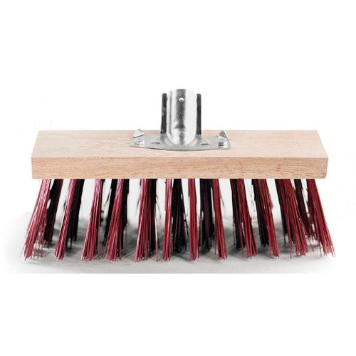 Balai cantonnier 32cm fibre PVC dure rouge douille metal S32PVRM