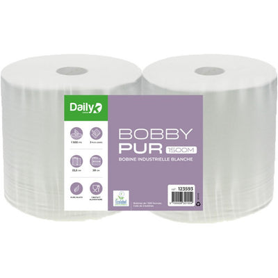 Bobine BobbyPur 1500M Dailyk Green Ecolabel pure ouate blanche